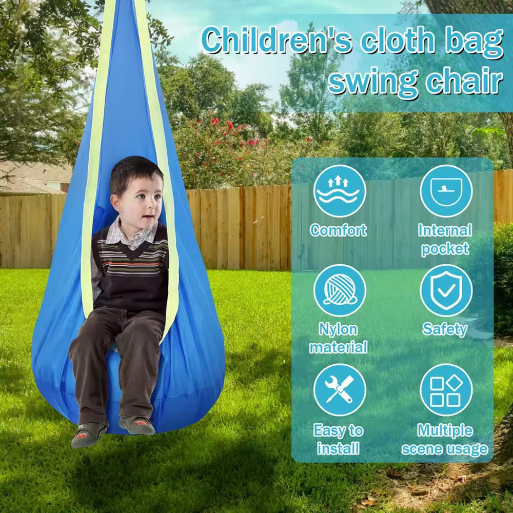 Kids Outdoor Swing Set - เก้าอี้แขวนไนลอนสำหรับเด็กพร้อมเบาะลมแบบพกพา ชุดชิงช้าสำหรับเด็กเพื่อการพัฒนาประสาทสัมผัส ใช้ได้ทั้งในร่มและกลางแจ้ง