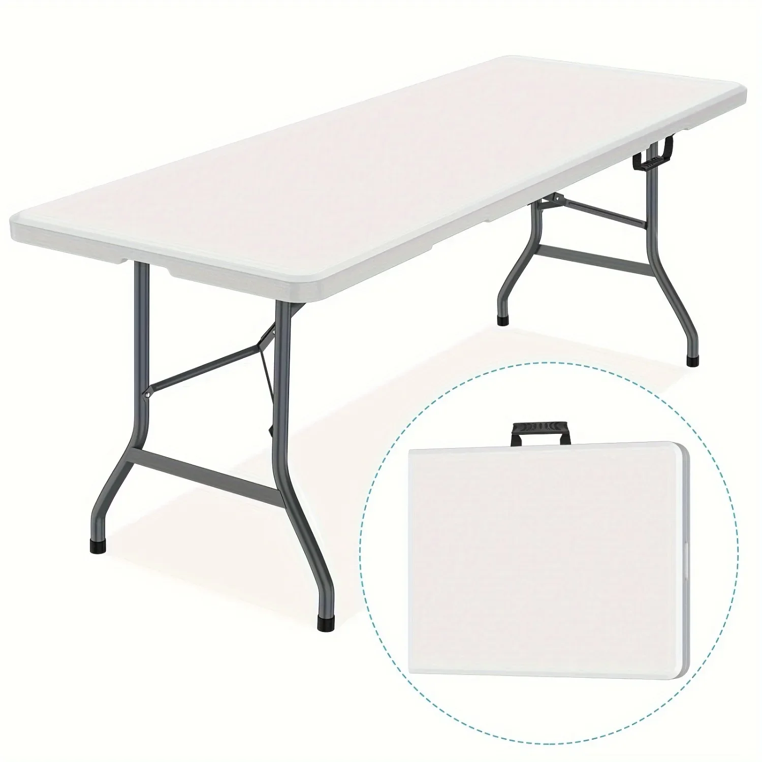 Kids Outdoor Dining Table - โต๊ะพลาสติกพับได้ขนาด 6 ฟุต กว้างขวาง แข็งแรง ทนทาน