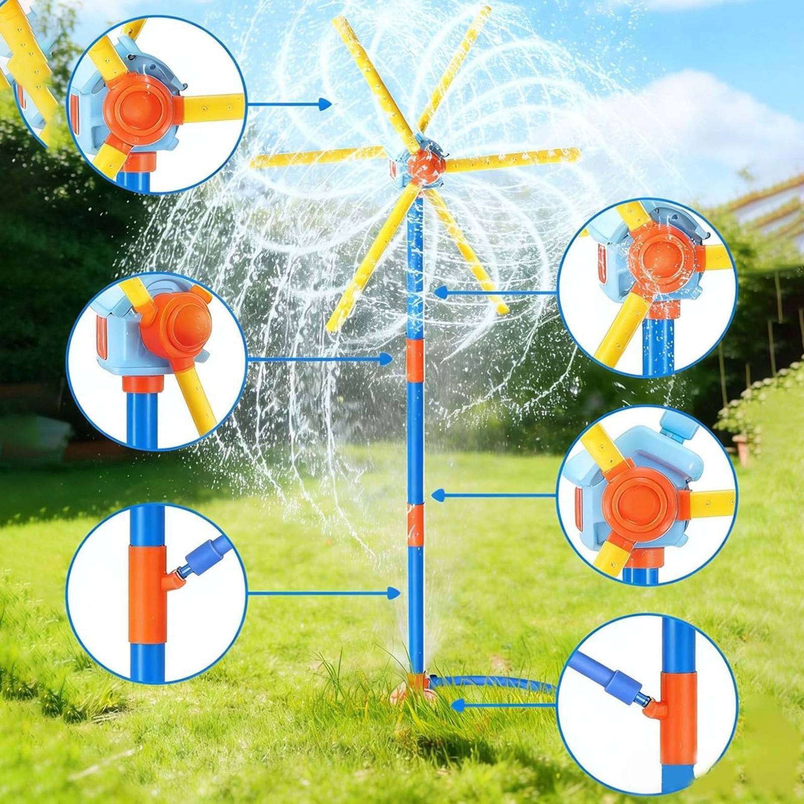 Kids Outdoor Yard Toys - สปริงเกอร์สำหรับเด็ก สปริงเกอร์ลมหมุนพร้อมหัวฉีด 54 หัว ของเล่นกลางแจ้งสำหรับฤดูร้อน สนามหลังบ้าน