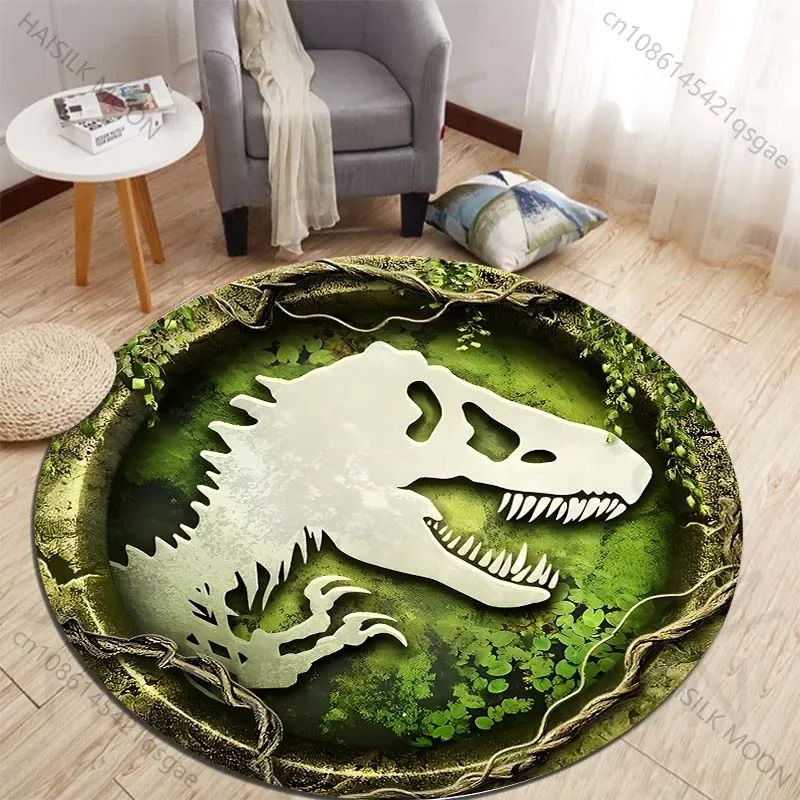 Kids Outdoor Mat - HD 3D ไดโนเสาร์พิมพ์รอบพรมสําหรับห้องนอนพรมปูพื้นสําหรับห้องเด็กในครัวเรือนเก้าอี้อาบน้ําพรมห้องนั่งเล่น home Decor