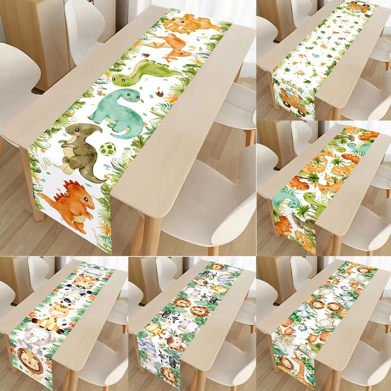Kids Outdoor Dining Table - ผ้าปูโต๊ะสำหรับเด็ก VIKAMA ลายไดโนเสาร์ สัตว์ป่า ใบไม้ป่า สำหรับตกแต่งโต๊ะอาหารในงานวันเกิด