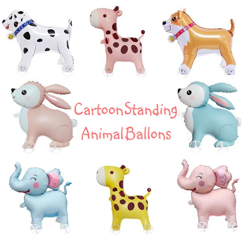 Kids Outdoor Yard Toys - ลูกโป่งรูปสัตว์การ์ตูนแบบมีล้อ ของเล่นเด็ก ลูกโป่งเดินเล่นกลางแจ้ง ตกแต่งงานวันเกิด งานเลี้ยงฉลองทารก อุปกรณ์ประกอบฉากถ่ายรูป
