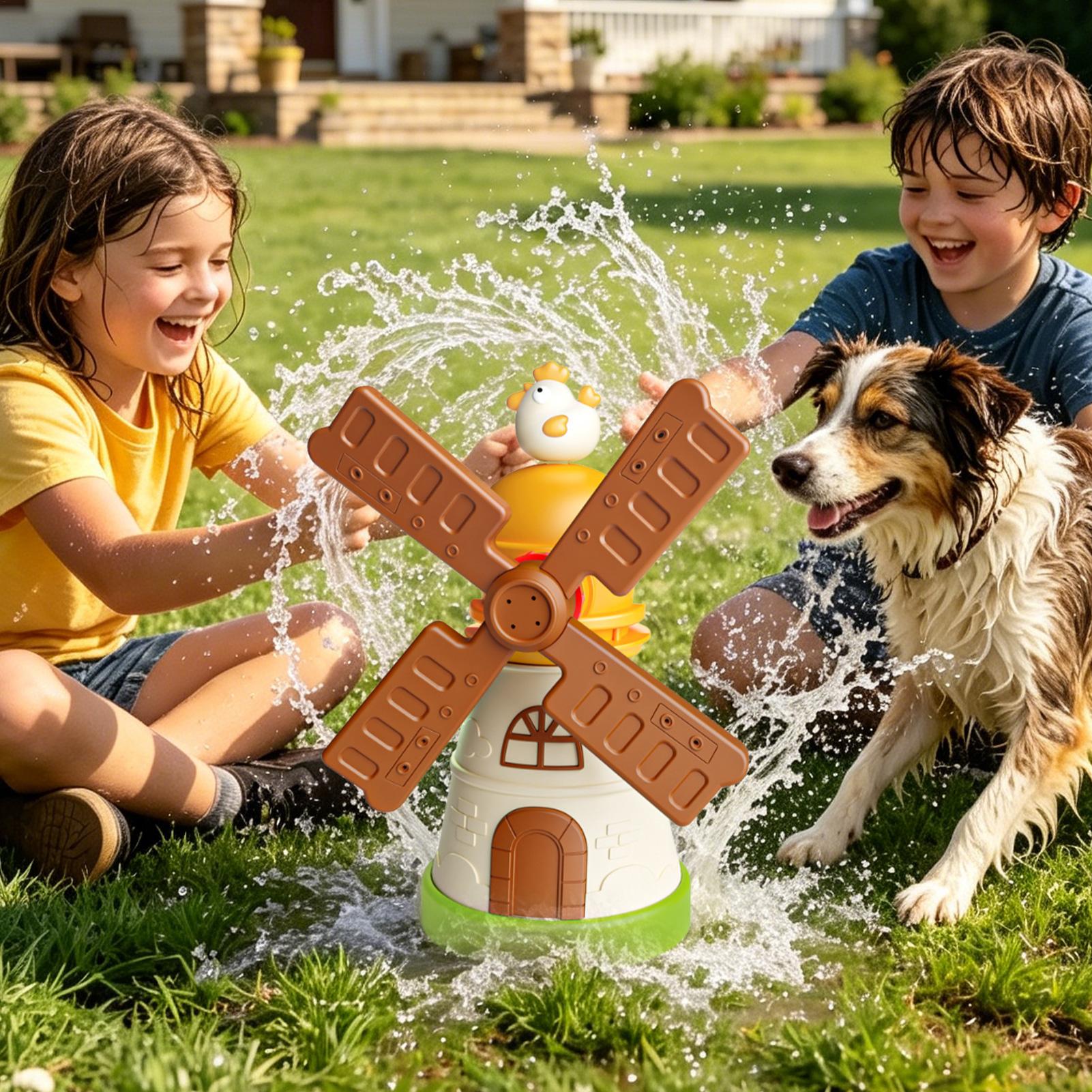 Kids Outdoor Yard Toys - ของเล่นพ่นน้ำหมุนได้รูปกังหันลมสำหรับเด็ก เหมาะสำหรับสวน สนามหญ้า ลานบ้าน สนามหญ้ากลางแจ้ง สระว่ายน้ำ
