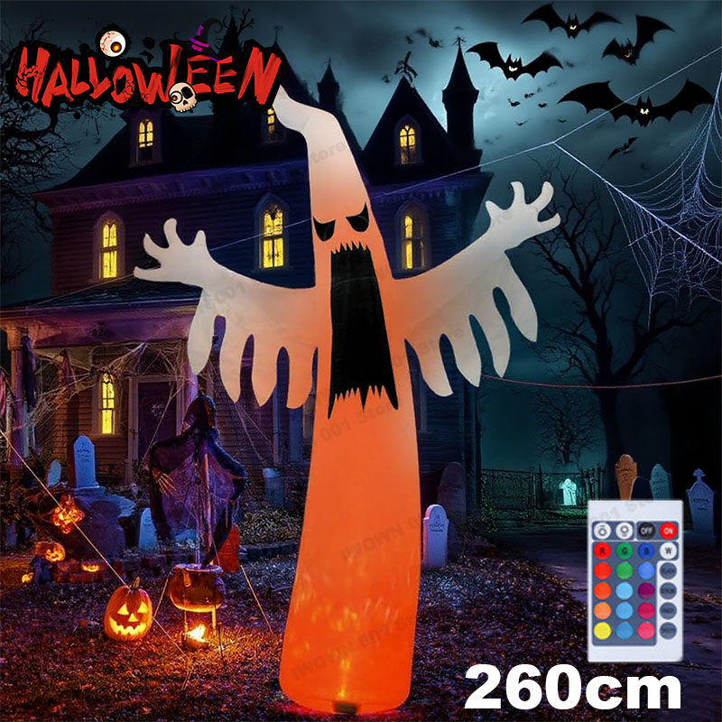 Kids Outdoor Yard Toys - ฮาโลวีน Inflatable น่ากลัว Ghost พร้อมไฟ LED