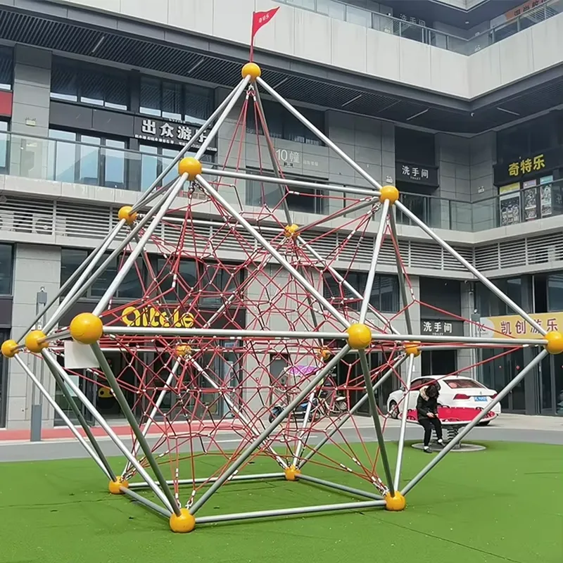 Kids Outdoor Climbing Dome - ชุดตาข่ายปีนป่ายพลาสติกและโดมสำหรับสนามเด็กเล่น อุปกรณ์ปีนป่ายกลางแจ้งสำหรับเด็กอายุ 3-12 ปี เพื่อความสนุกสนานและการออกกำลังกาย