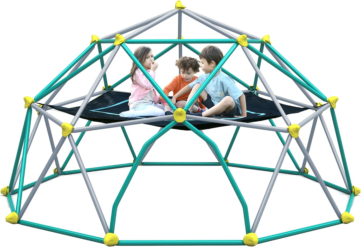 Kids Outdoor Climbing Dome - โดมปีนป่ายขนาด 13 ฟุตพร้อมหลังคาสำหรับเด็กอายุ 3-10 ปี อุปกรณ์เล่นกลางแจ้งรองรับน้ำหนักได้