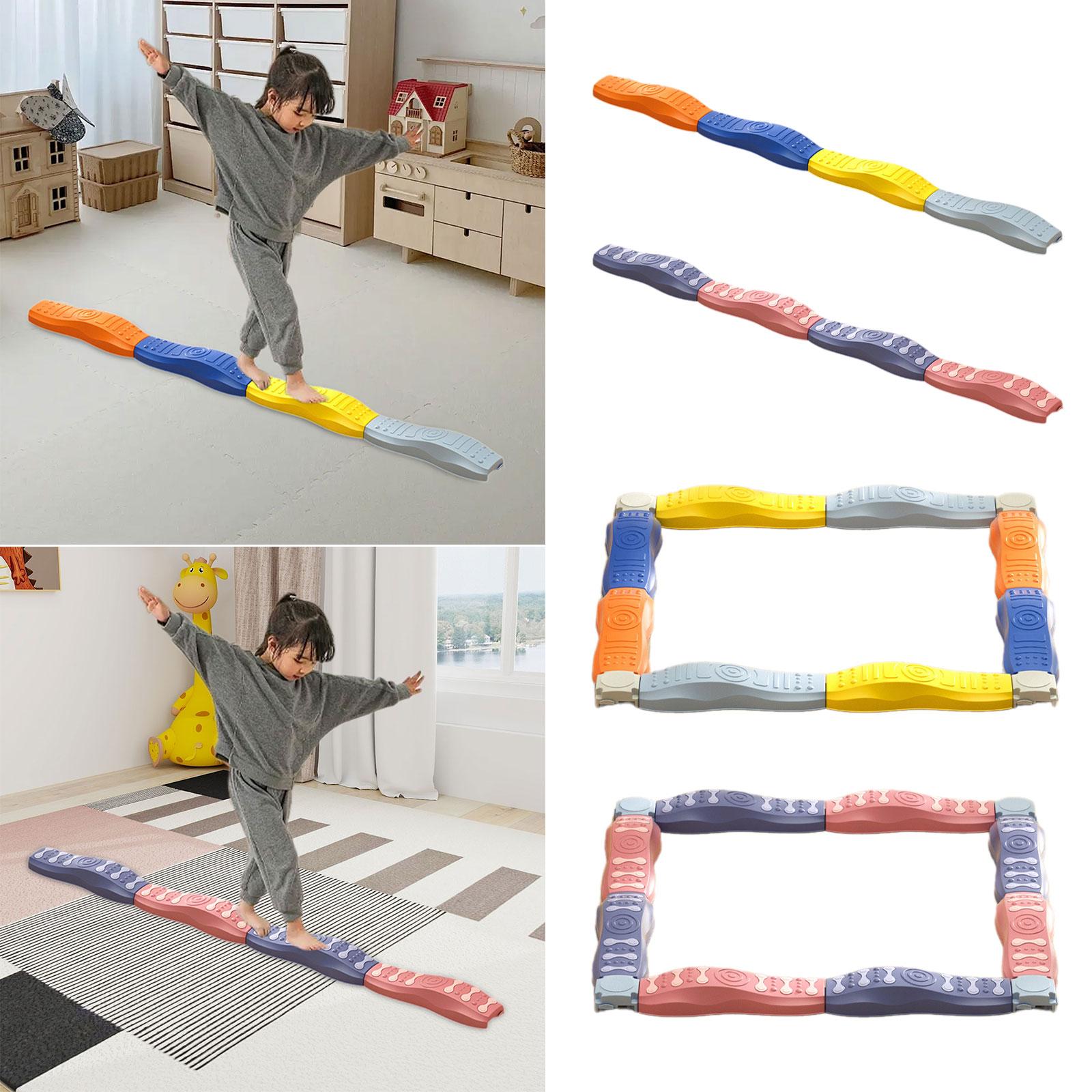 Kids Outdoor Balance Beam - บีมทรงตัวสำหรับเด็ก เกมกิจกรรมในร่มและกลางแจ้ง เกมก้าวข้ามหินฝึกการประสานงานและทักษะการเคลื่อนไหว สนามกีฬาสีรุ้งสำหรับเด็ก