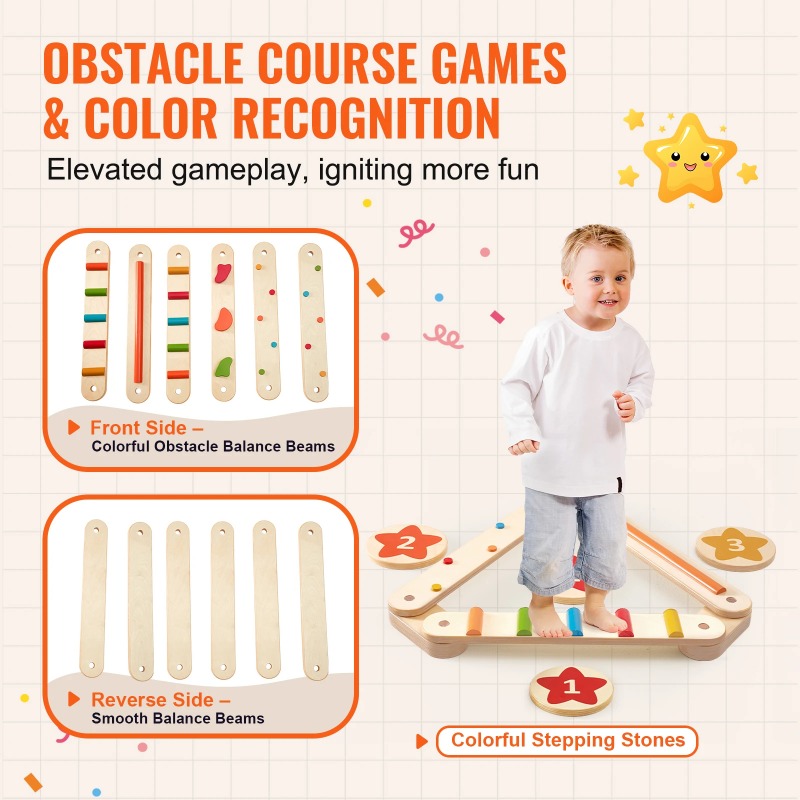 แผ่นไม้ทรงตัว 6 ชิ้น สำหรับเด็ - Kids Outdoor Balance Beam บทวิจารณ์และราคา