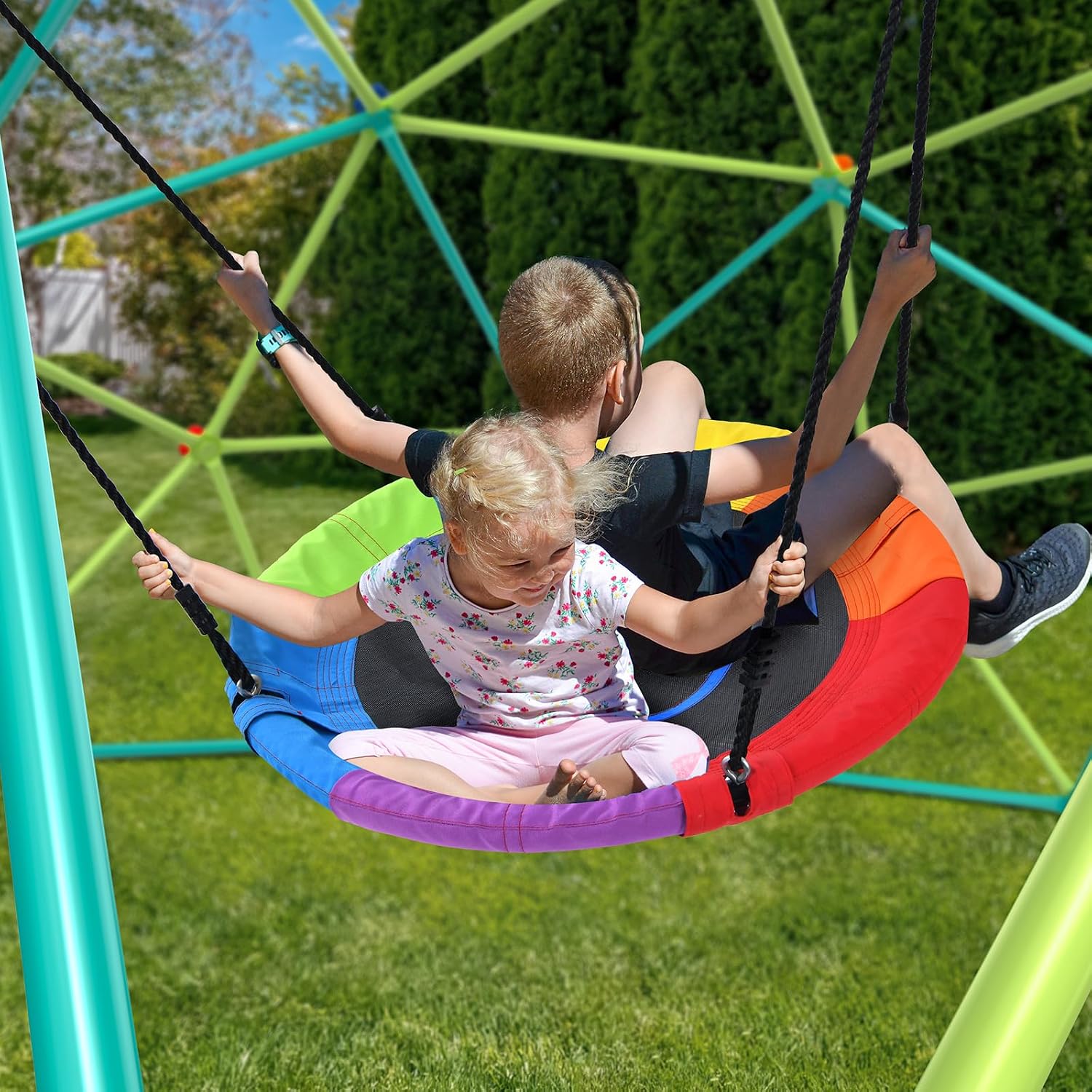 ชุดชิงช้าโดมปีนป่ายสูง 10 ฟุต  - Kids Outdoor Swing Set บทวิจารณ์และราคา