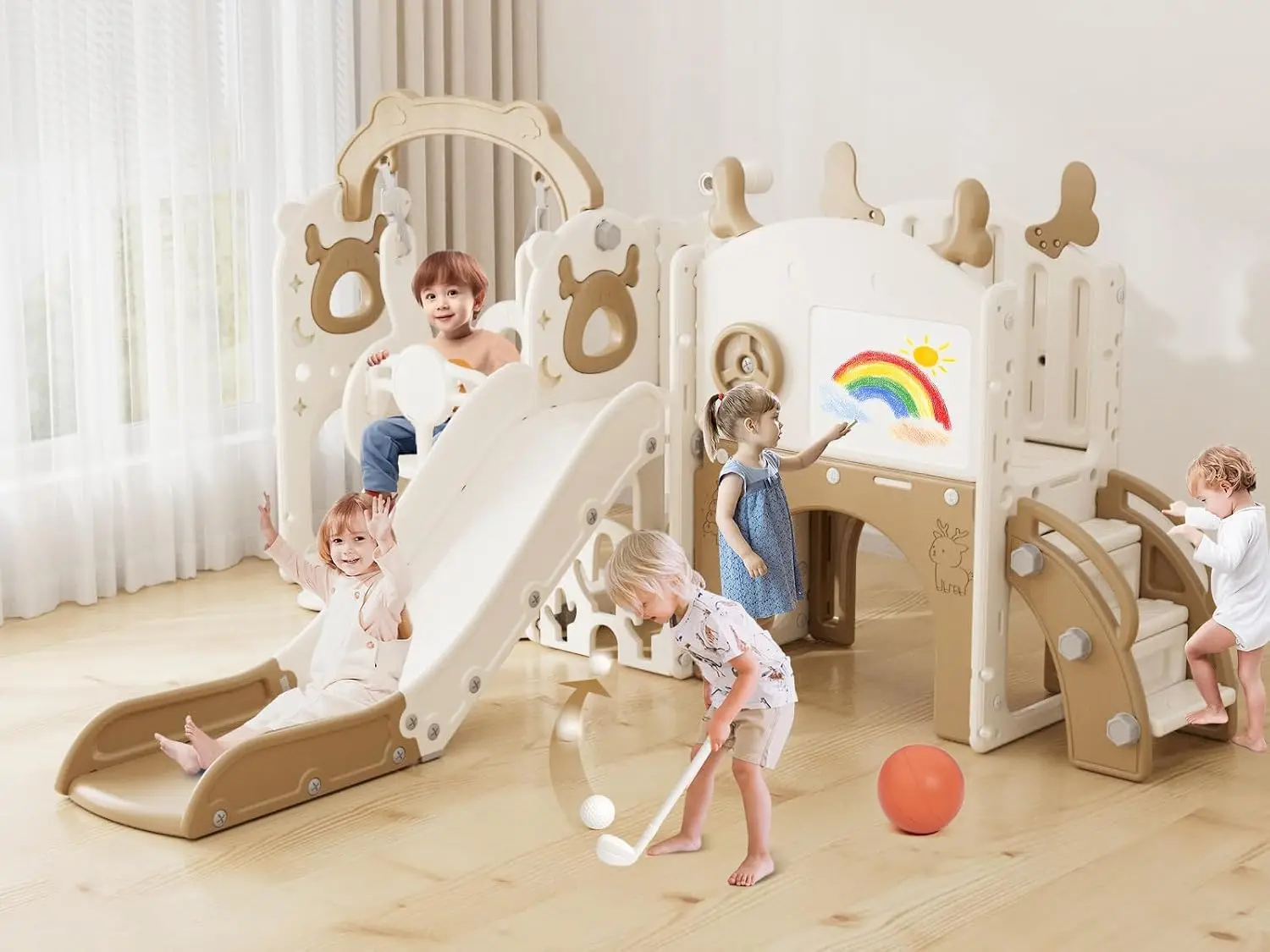 ชุดสไลด์และชิงช้าสำหรับเด็กเล็ - Kids Outdoor Swing Set บทวิจารณ์และราคา