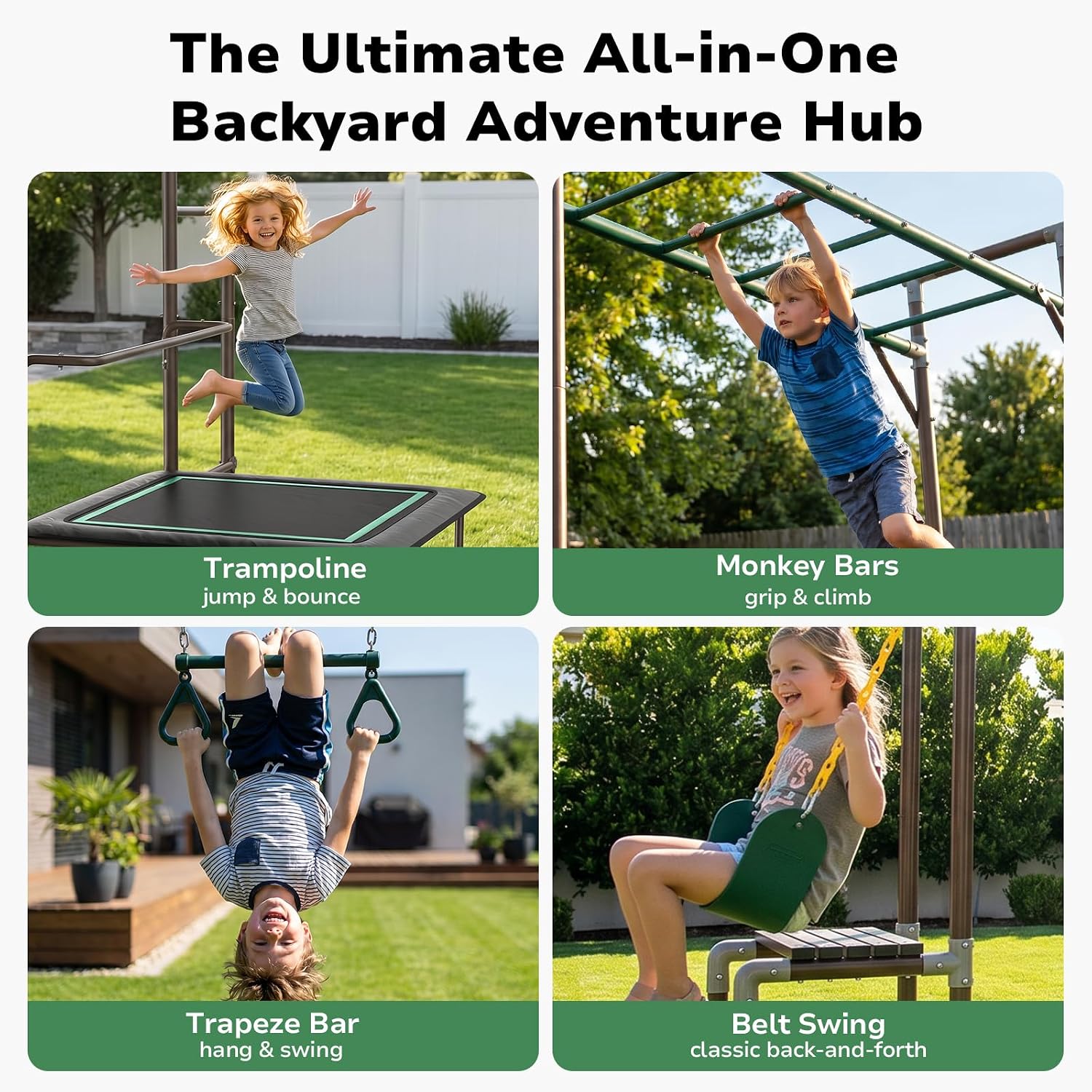 ชุดเครื่องเล่นสนามเด็กเล่นกลาง - Kids Outdoor Monkey Bar Set บทวิจารณ์และราคา