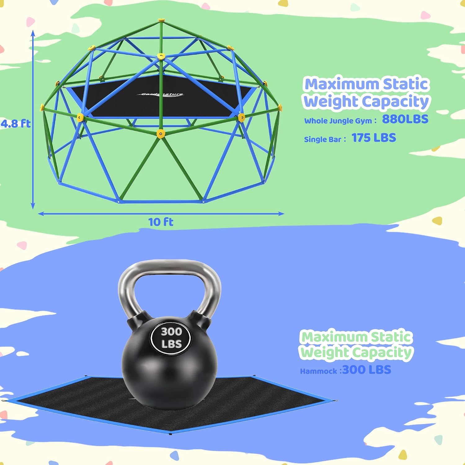 โดมปีนเขาขนาด 10 ฟุตพร้อมเปลญว - Kids Outdoor Climbing Dome บทวิจารณ์และราคา