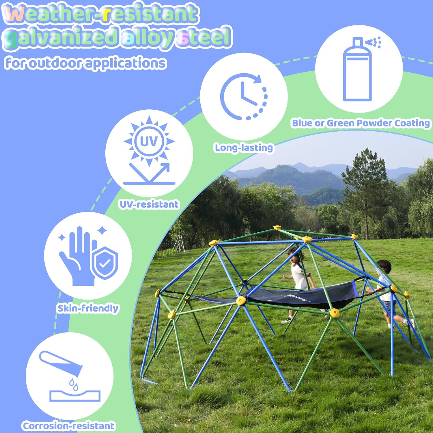 โดมปีนเขาขนาด 10 ฟุตพร้อมเปลญว - Kids Outdoor Climbing Dome บทวิจารณ์และราคา
