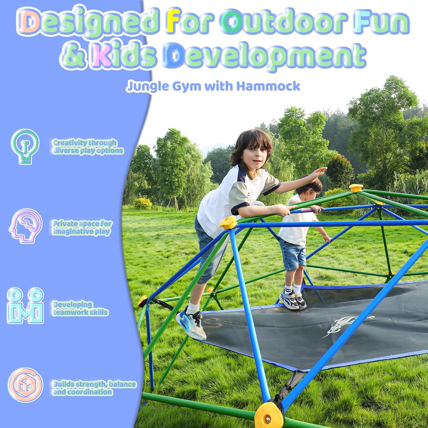 โดมปีนเขาขนาด 10 ฟุตพร้อมเปลญว - Kids Outdoor Climbing Dome บทวิจารณ์และราคา