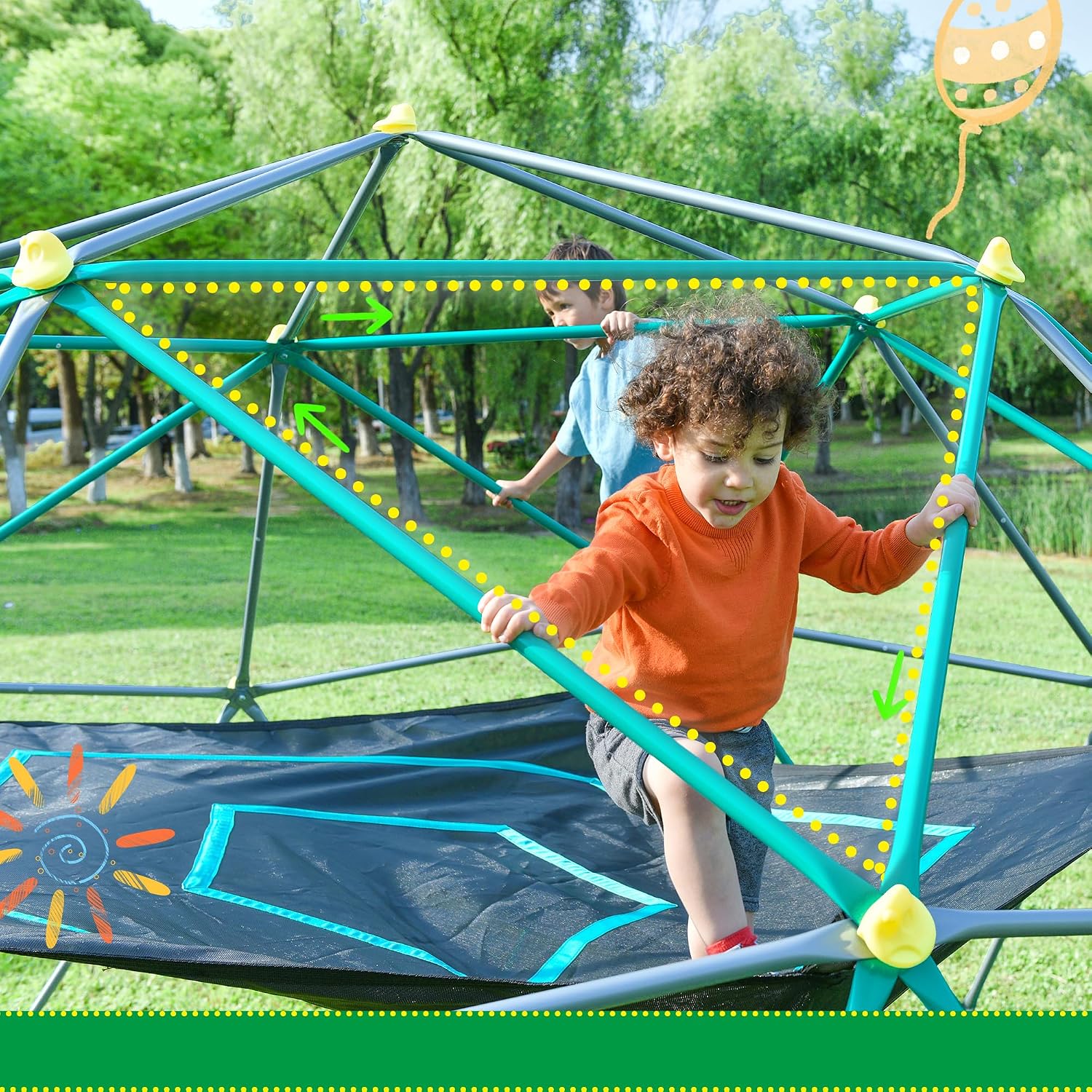 โดมปีนป่ายขนาด 13 ฟุตพร้อมหลัง - Kids Outdoor Climbing Dome บทวิจารณ์และราคา
